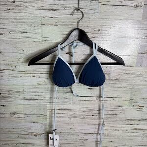 KNIX Navy Blue and Light Blue Triangle Bikini Top NWT